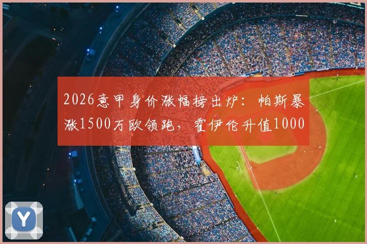 2026意甲身价涨幅榜出炉:帕斯暴涨1500万欧领跑,霍伊伦升值1000万引关注